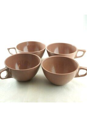 Mar-Crest Melmac Dusty Rose Melamine Cups Set Of 4 Vintage Made In USA